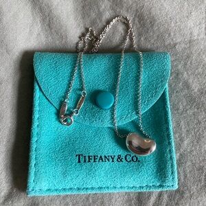 Tiffany & Co. Silver Else Peretti Bean Necklace with Pouch